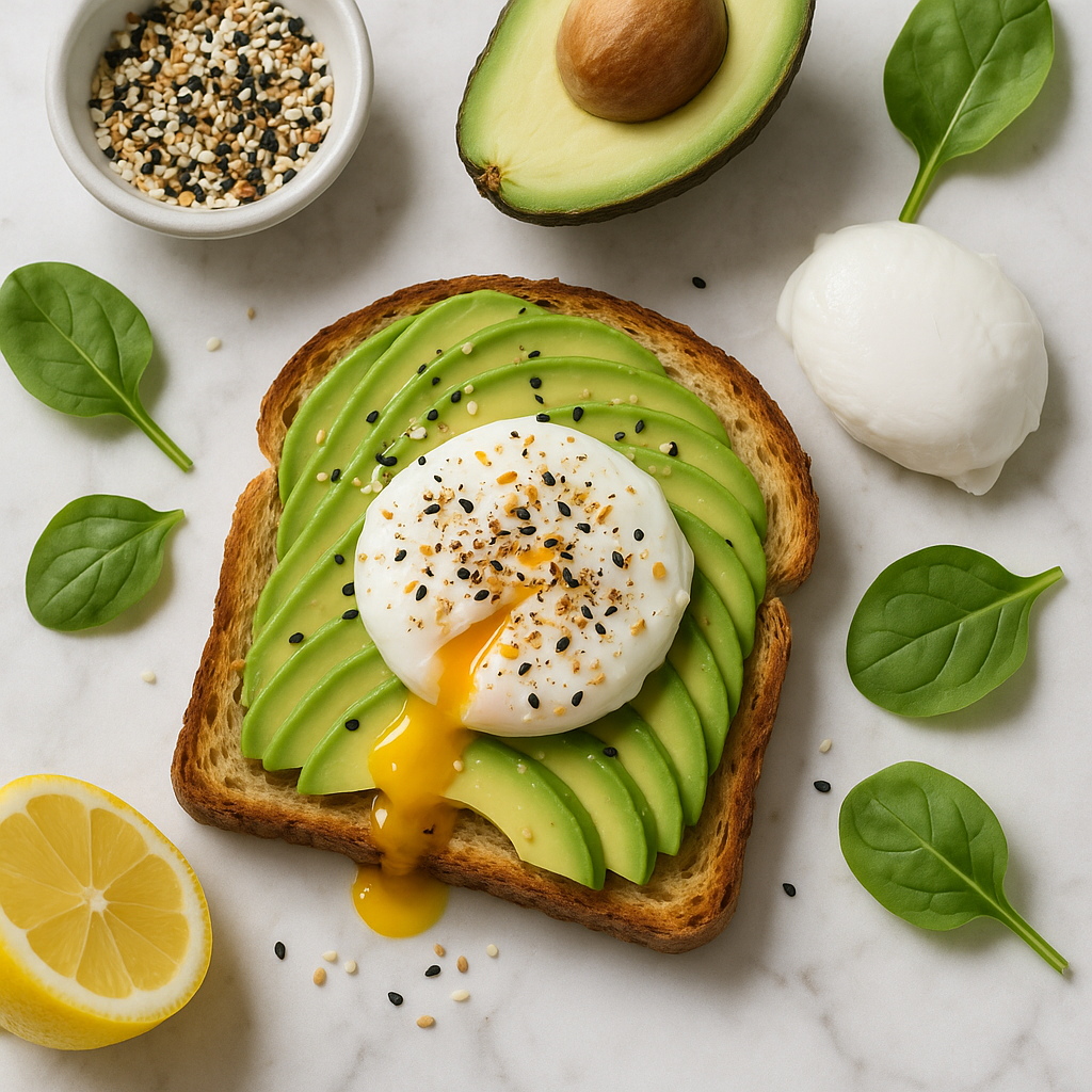 5 Minute Avocado Toast with Poached Egg and Everything Seasoning