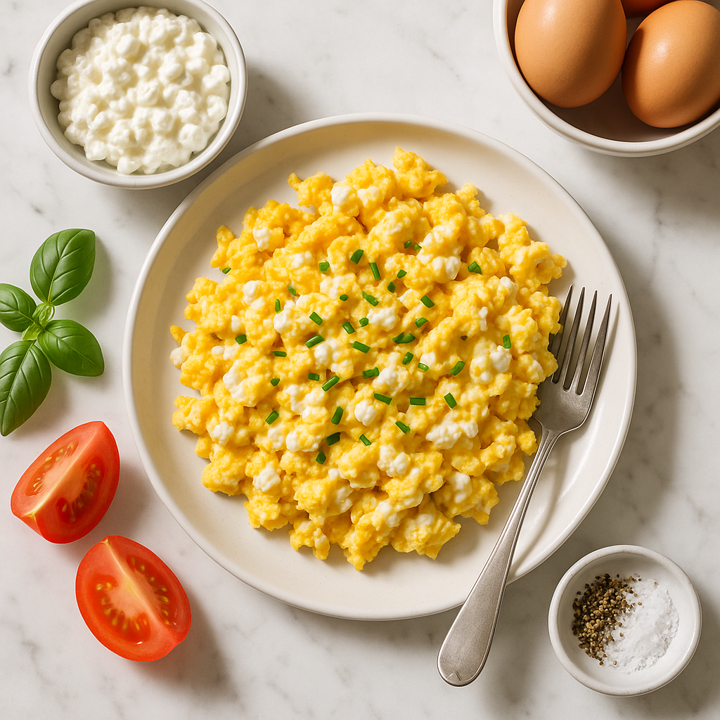 5 Minute High Protein Scrambled Eggs with Cottage Cheese