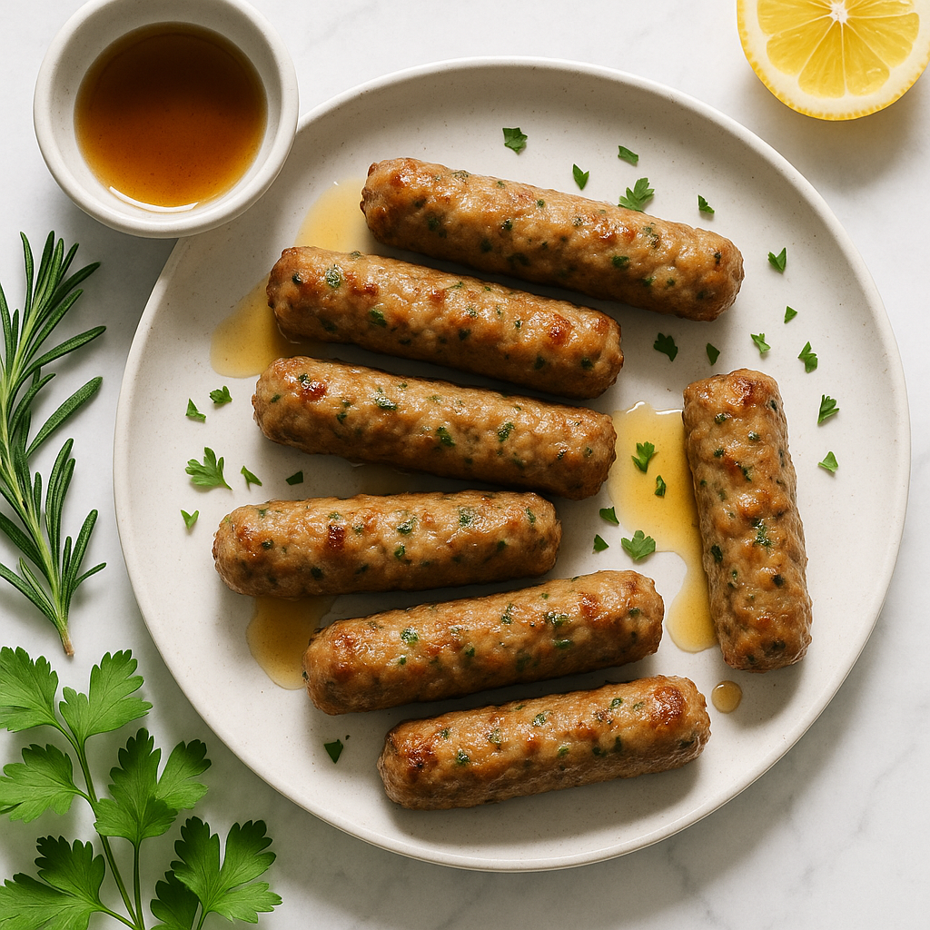 Homemade Air Fryer Turkey Breakfast Sausage Links with Herbs and Maple