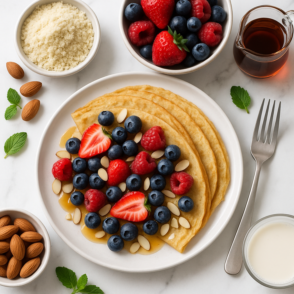 Almond Flour Crepes with Fresh Berries Dairy Free