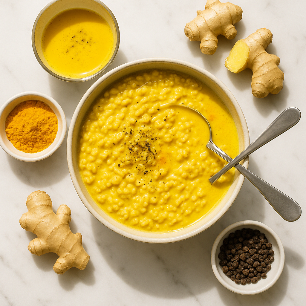 Anti Inflammatory Turmeric Golden Milk Overnight Oats with Ginger and Black Pepper