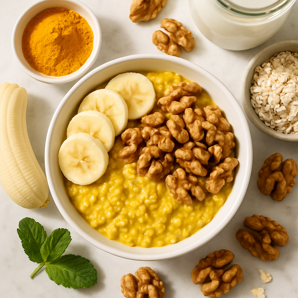 Anti Inflammatory Turmeric Overnight Oats with Walnuts