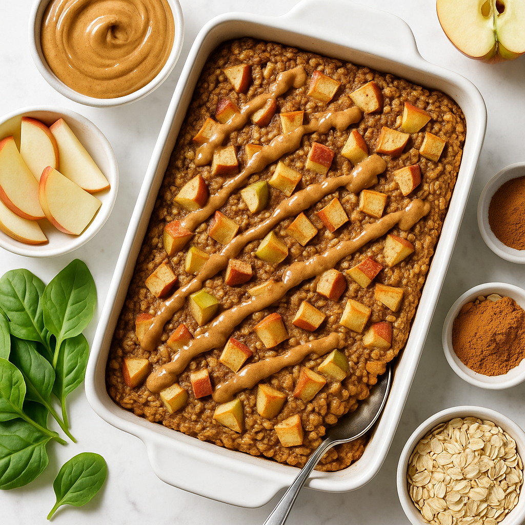 Apple Cinnamon Baked Oatmeal Dairy Free with Protein-Packed Almond Butter