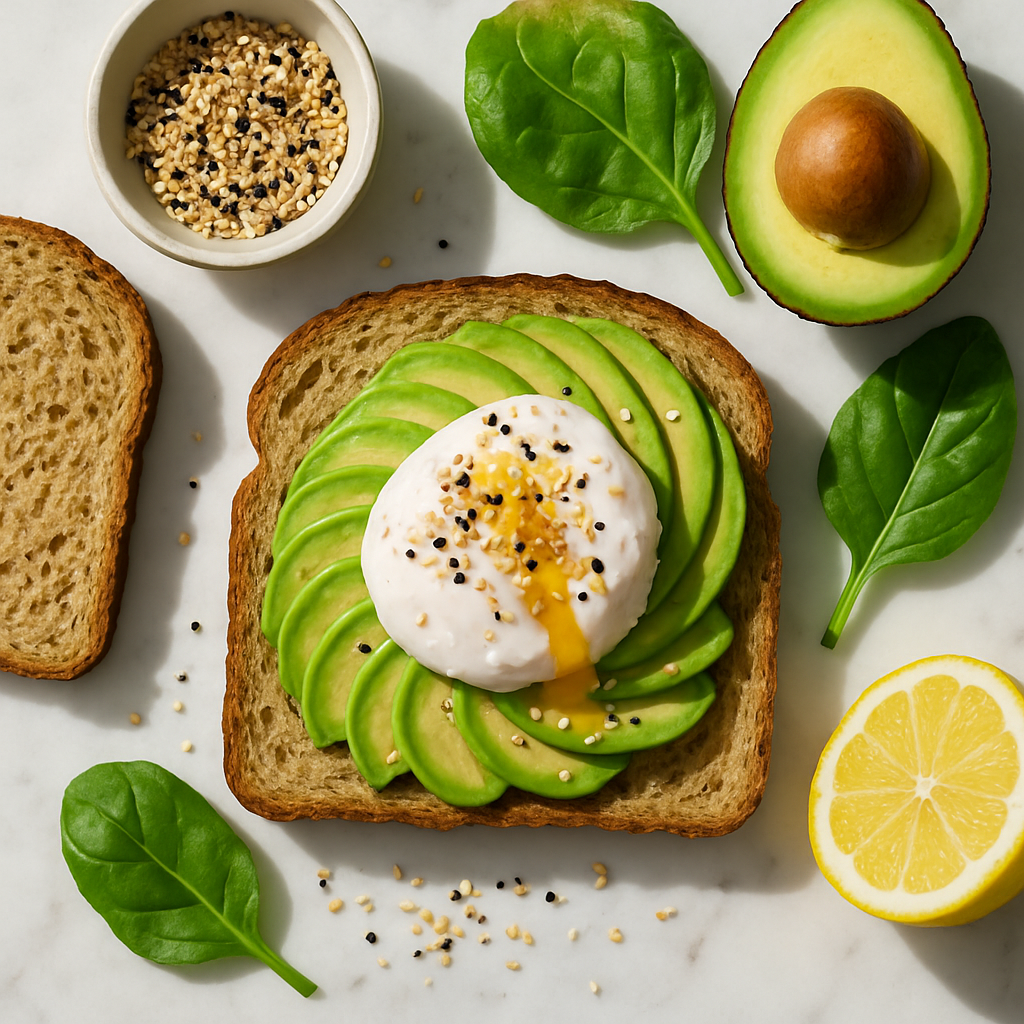 Avocado Egg Toast with Whole Grain Bread and Everything Bagel Seasoning