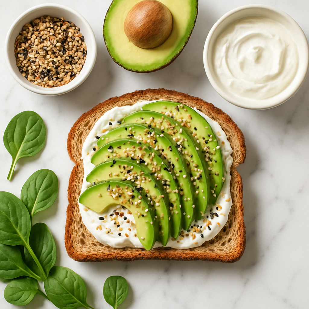 Avocado Greek Yogurt Toast with Everything Bagel Seasoning