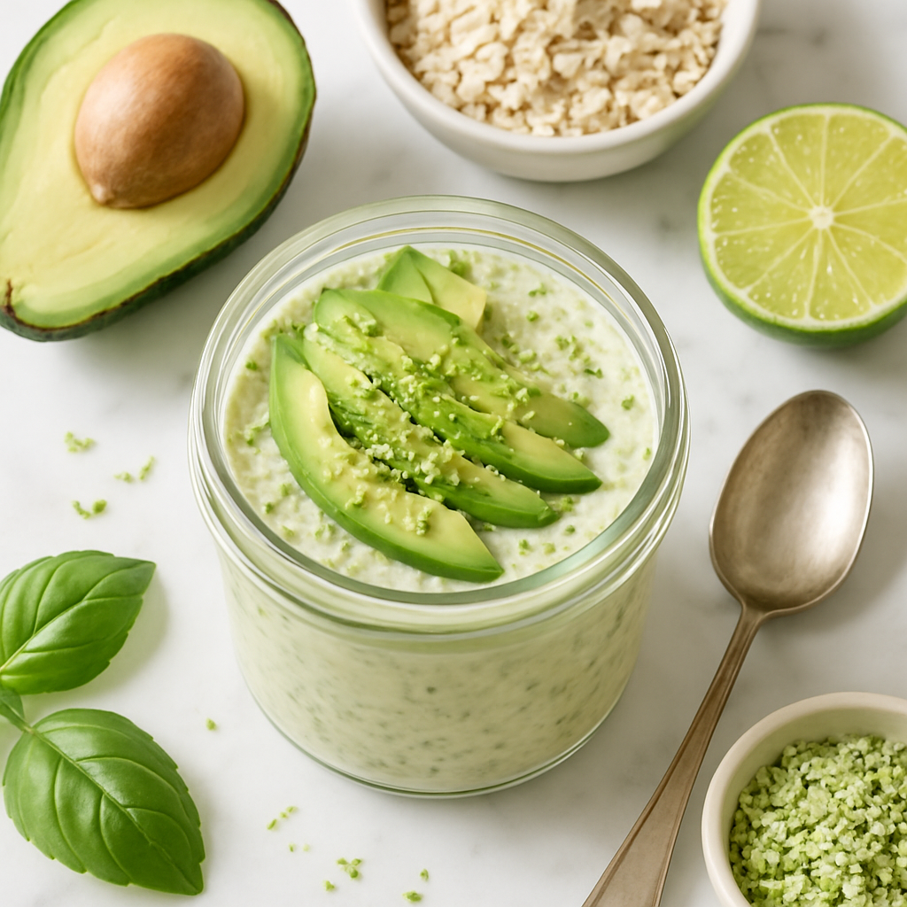 Avocado Overnight Oats with Hemp Seeds and Lime Zest
