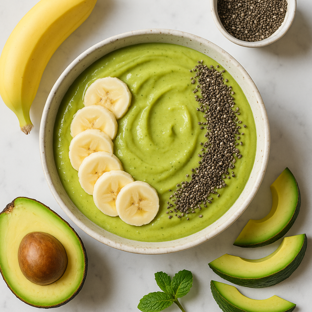 Avocado Smoothie Bowl with Banana and Chia Seeds