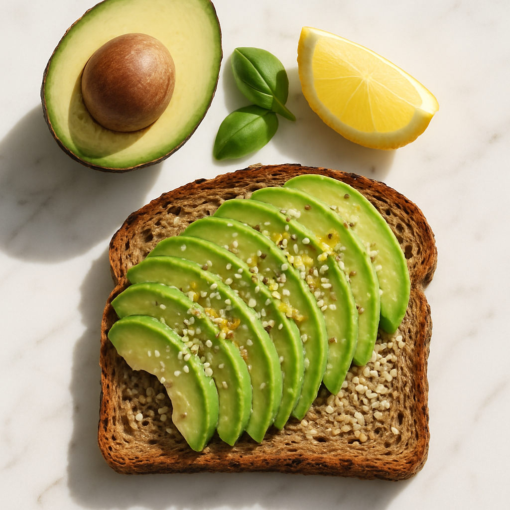 Avocado Toast on Whole Grain Bread with Hemp Seeds and Lemon Zest