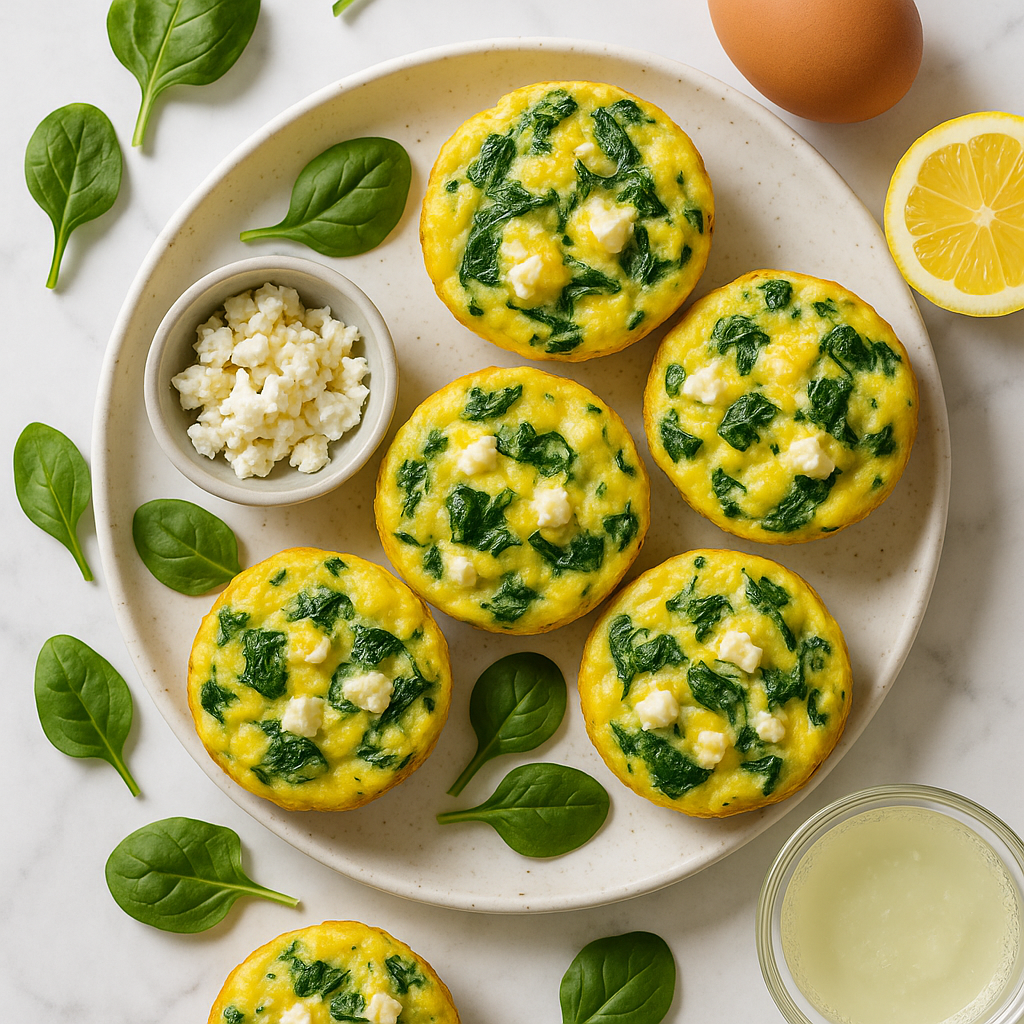Baked Egg Muffins with Spinach and Feta (Low Calorie, High Protein)