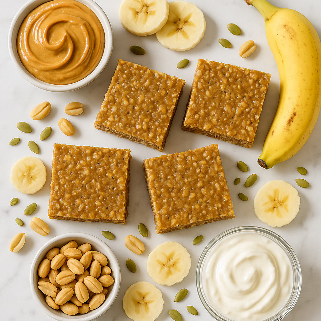 Banana Peanut Butter Breakfast Bars No Bake (High Protein)