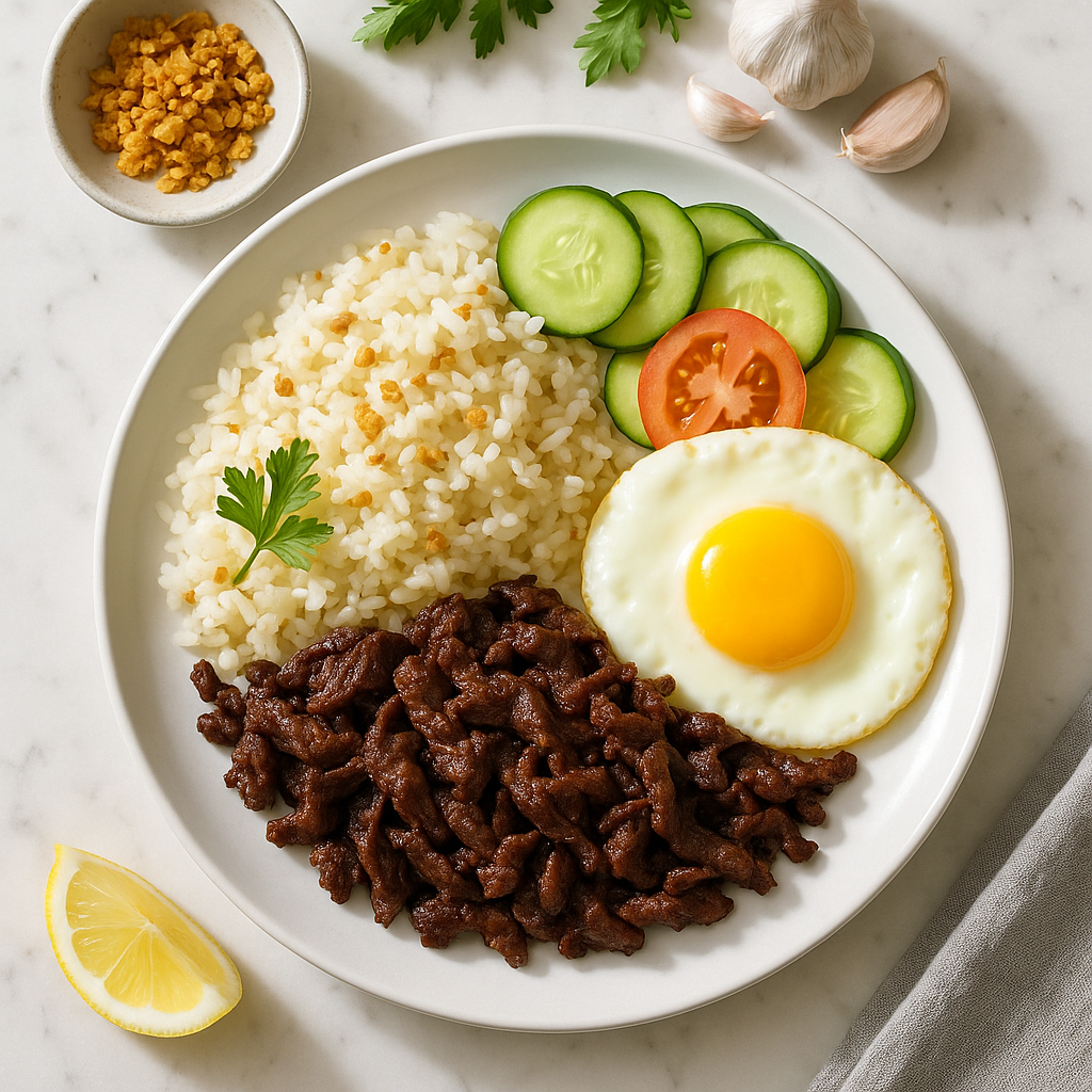 Beef Tocilog Recipe with Garlic Rice and Fried Egg Breakfast