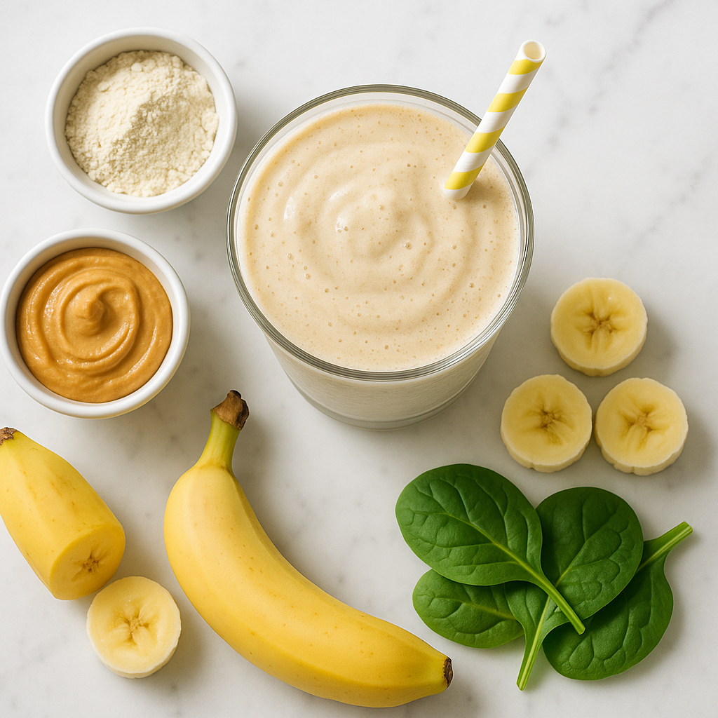 Blended Frozen Banana Protein Smoothie No Added Sugar