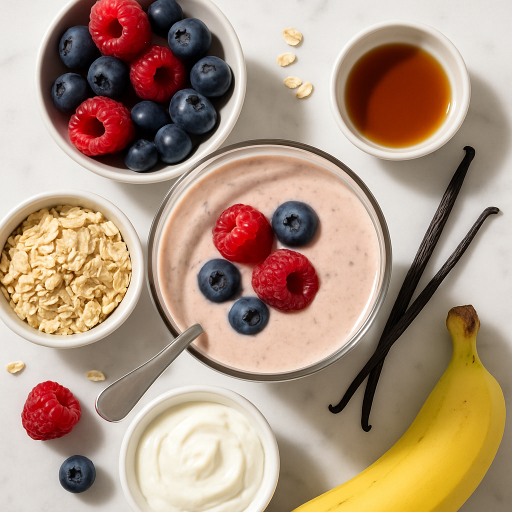 Blended Overnight Oats: Creamy No Cook Breakfast with High Protein Vanilla Berry