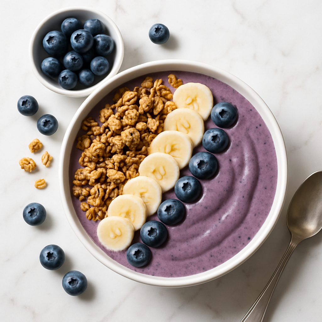 Blueberry Protein Smoothie Bowl with Granola