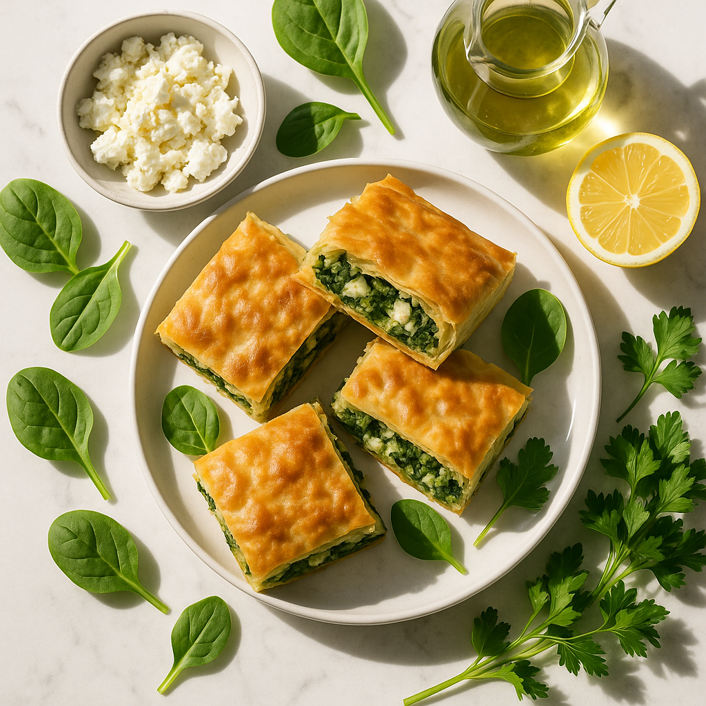Healthy Borek Turkish Phyllo Pastry with Cheese Filling and Spinach