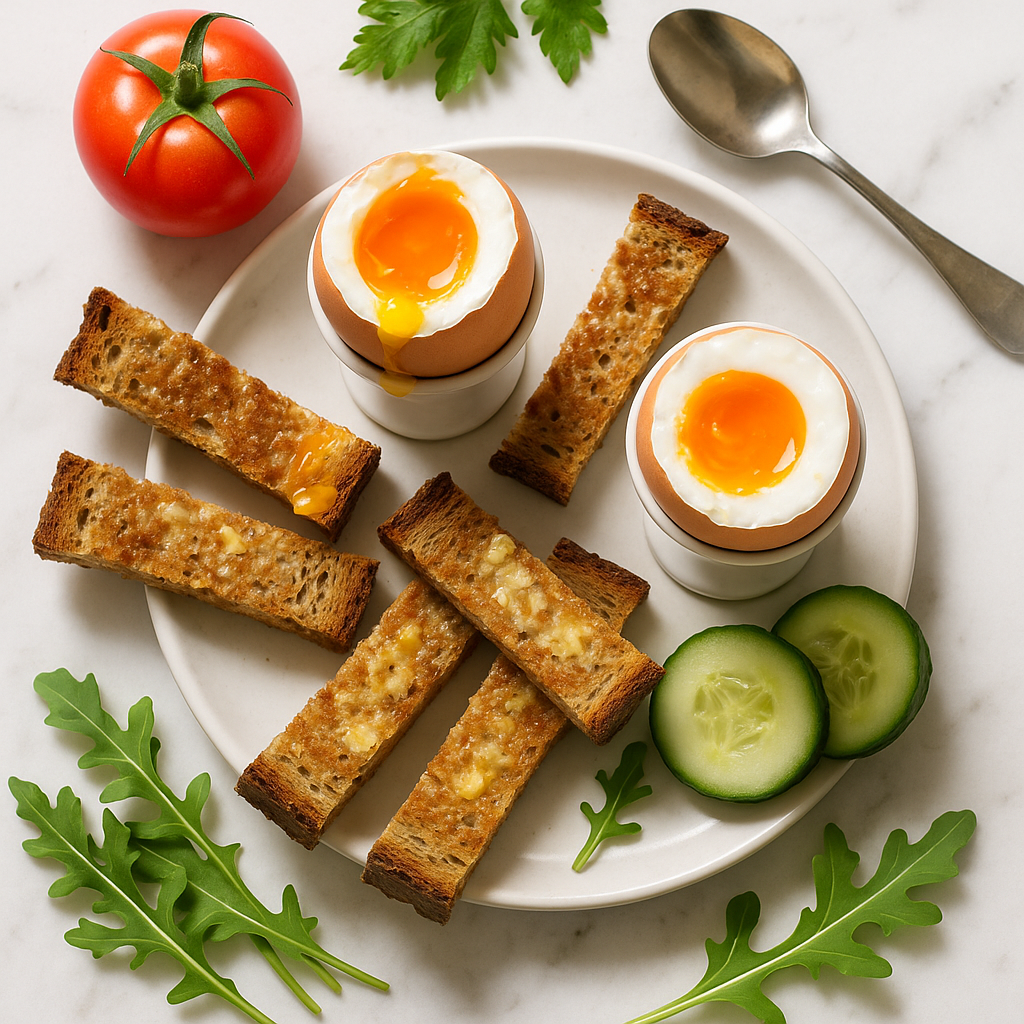 British Soft Boiled Eggs and Buttered Soldiers Recipe with Wholegrain Toast