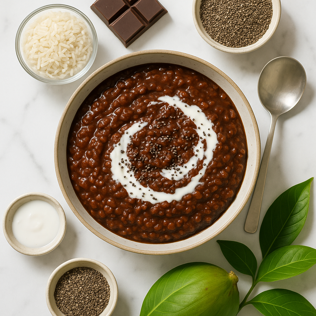 Champorado Filipino Chocolate Rice Porridge Dairy Free with Black Rice and Coconut Milk