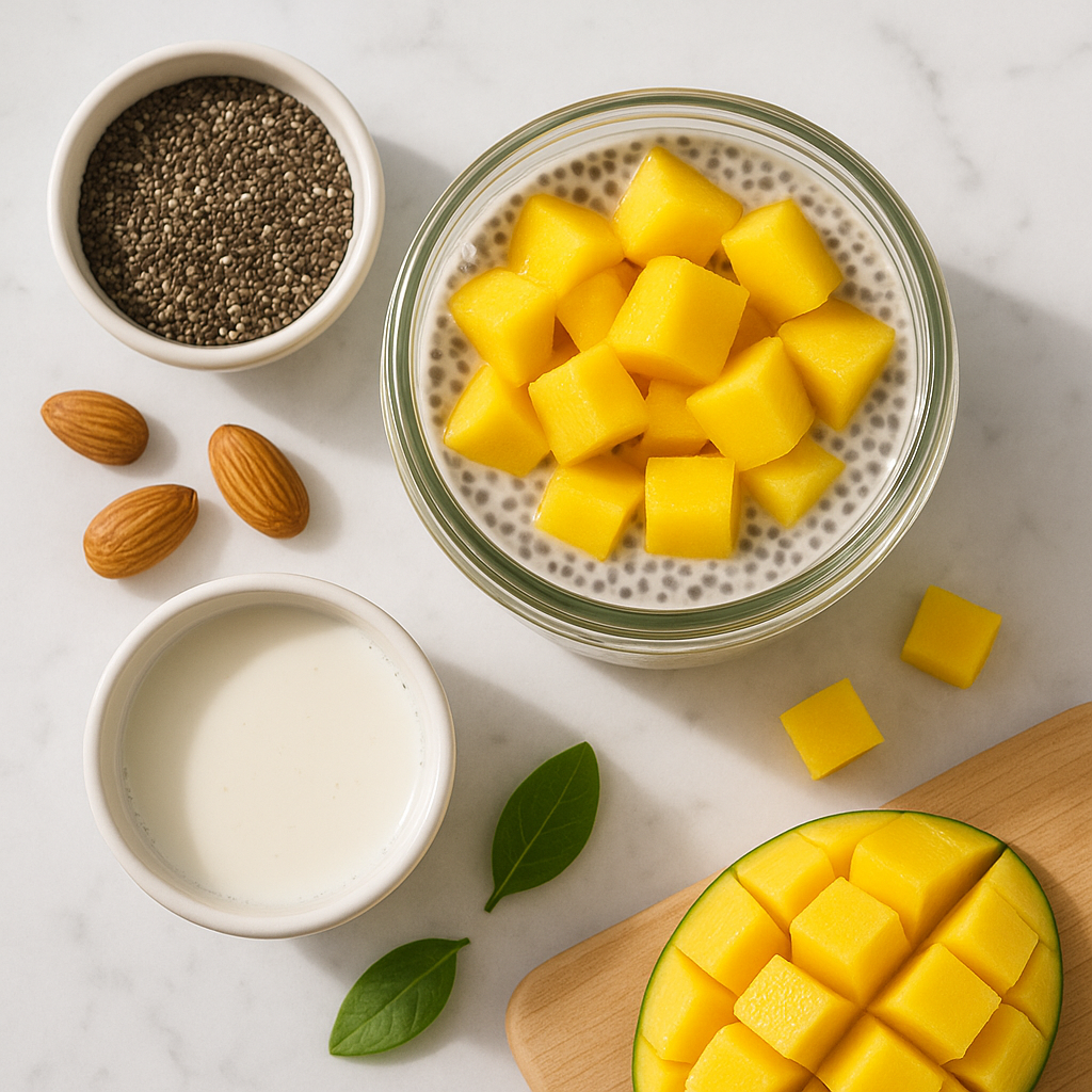 Chia Seed Pudding with Almond Milk and Mango Dairy Free