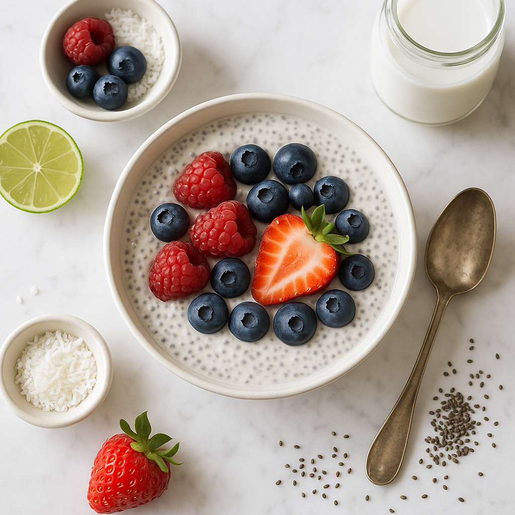 Creamy Chia Seed Pudding with Coconut Milk and Berries Dairy Free