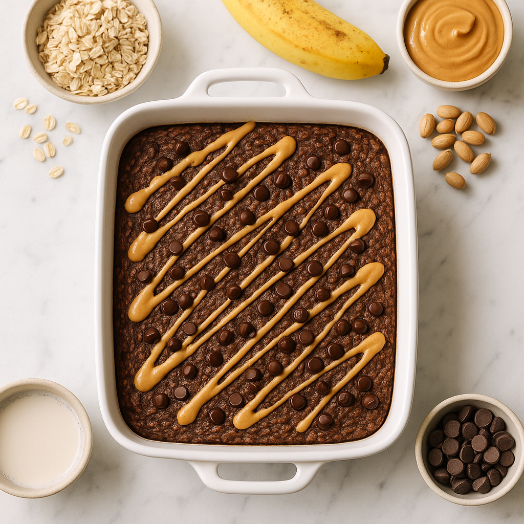 High-Protein Chocolate Peanut Butter Baked Oatmeal Recipe