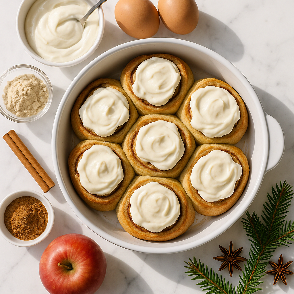 Christmas Morning Cinnamon Rolls with Cream Cheese Frosting (High Protein, Lower Sugar)