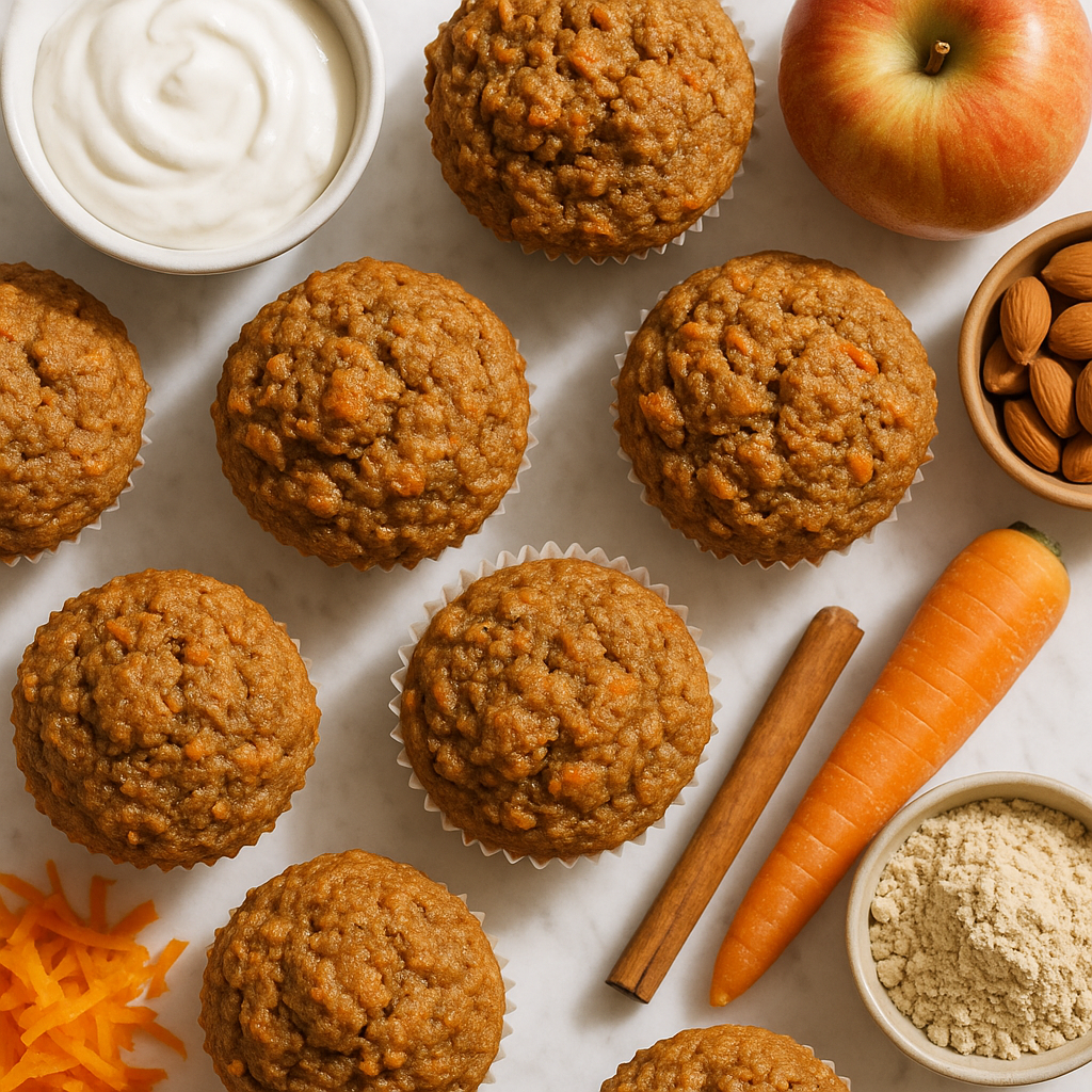 Cinnamon Apple Carrot Morning Glory Muffins (Healthy, High-Protein)