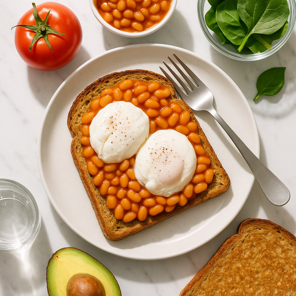 Classic British Beans on Toast with Poached Eggs (High-Protein Healthy Version)
