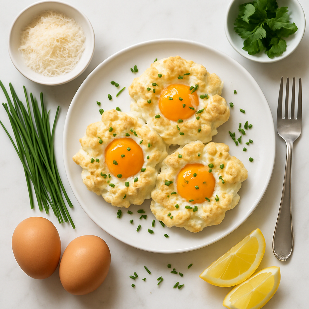 Cloud Eggs with Parmesan and Chives Keto Breakfast