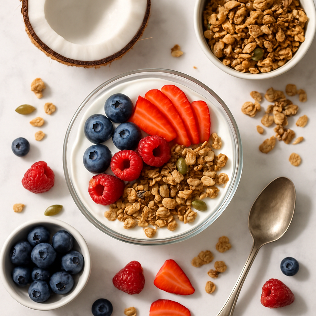 Coconut Yogurt Parfait with Granola and Fresh Fruit