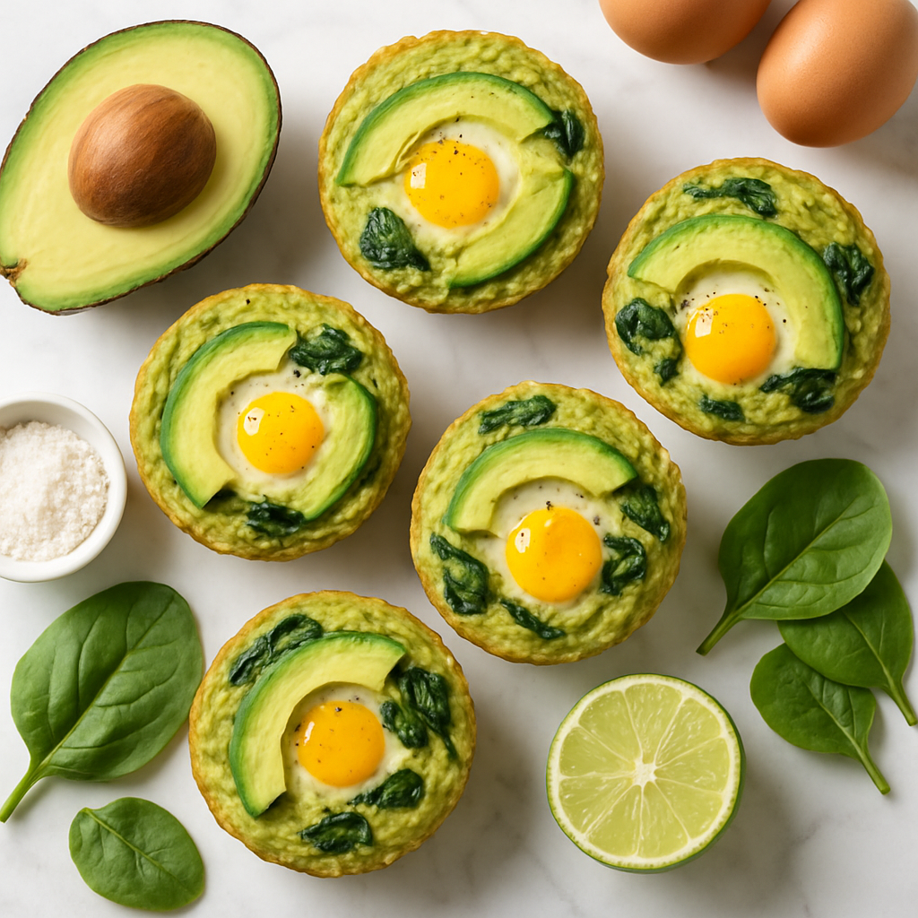 Creamy Avocado Breakfast Muffins with Eggs and Spinach