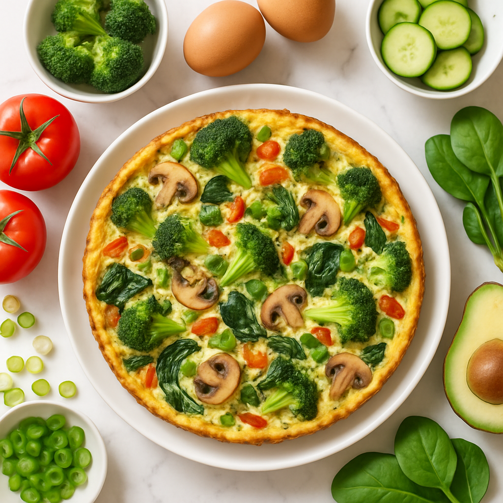 Crustless Breakfast Quiche with Vegetables Low Carb Style