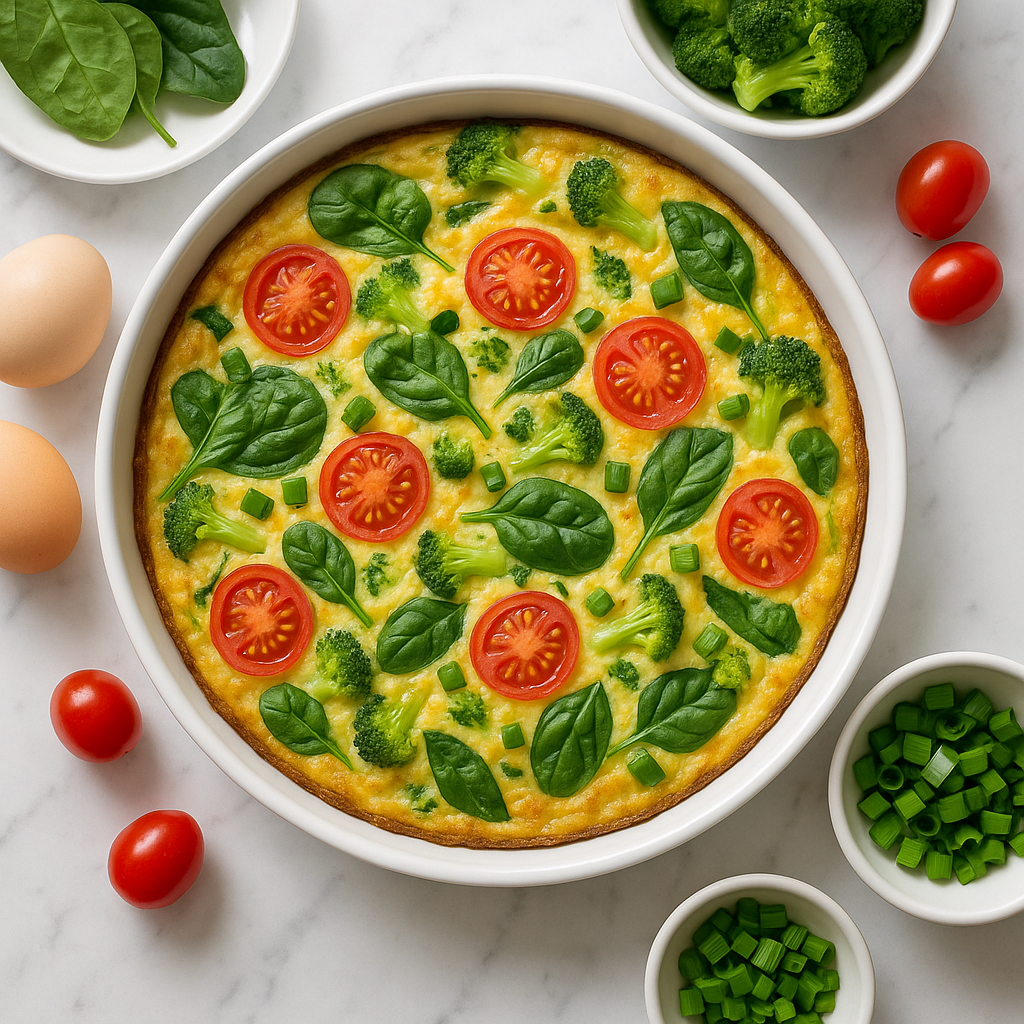 Crustless Vegetable Breakfast Quiche (Low Calorie, High Protein)