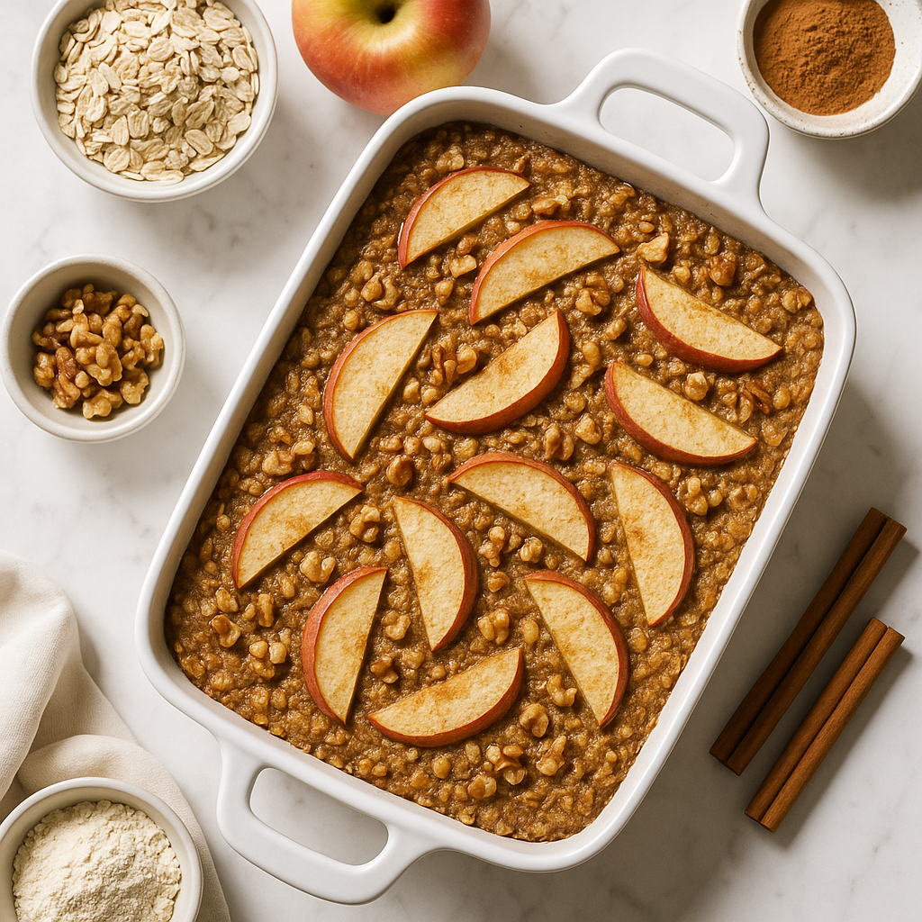 Dairy Free Apple Cinnamon Baked Oatmeal with Protein Boost