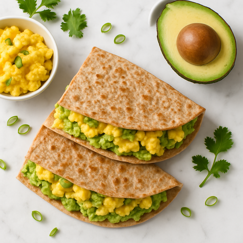 Dairy Free Avocado Breakfast Quesadilla with Scrambled Eggs