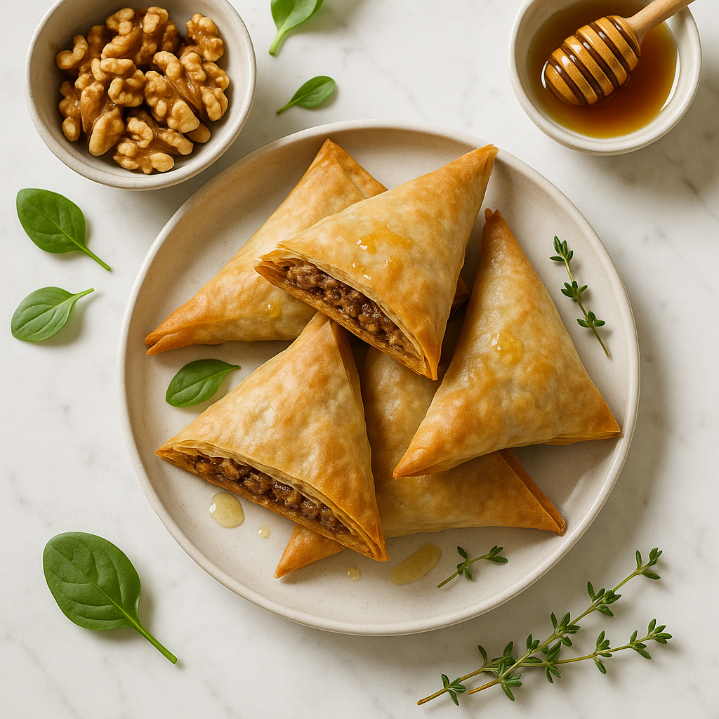 Dairy Free Balkan Walnut and Honey Stuffed Pastry with Spelt Filo