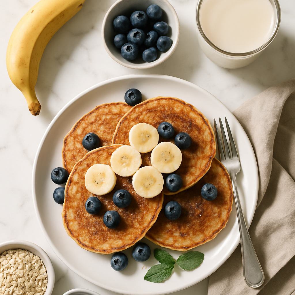 Dairy Free Banana Oat Pancakes with Chia and Almond Milk