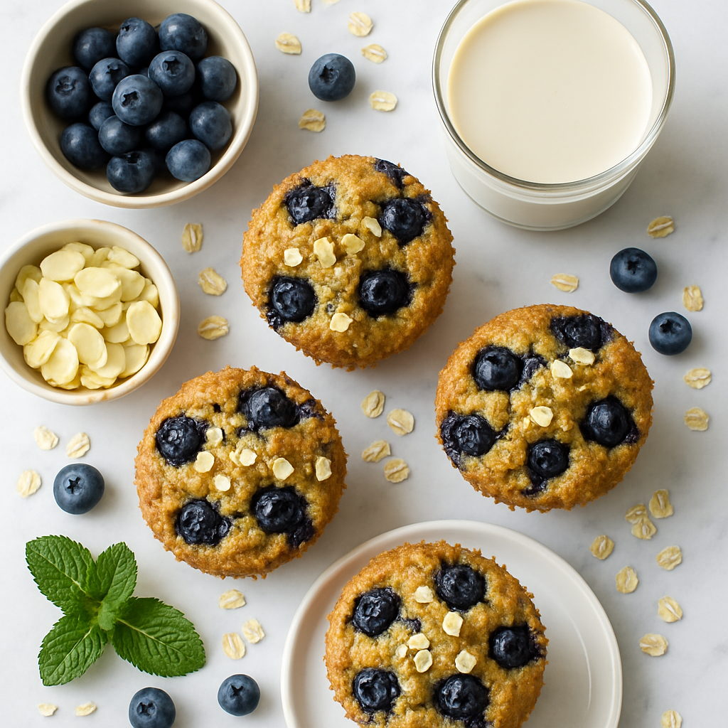 Dairy Free Blueberry Muffins with Oat Milk and Almond Flour