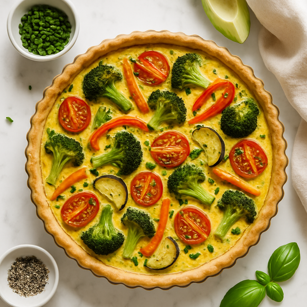 Dairy Free Breakfast Quiche with Coconut Milk and Rainbow Vegetables