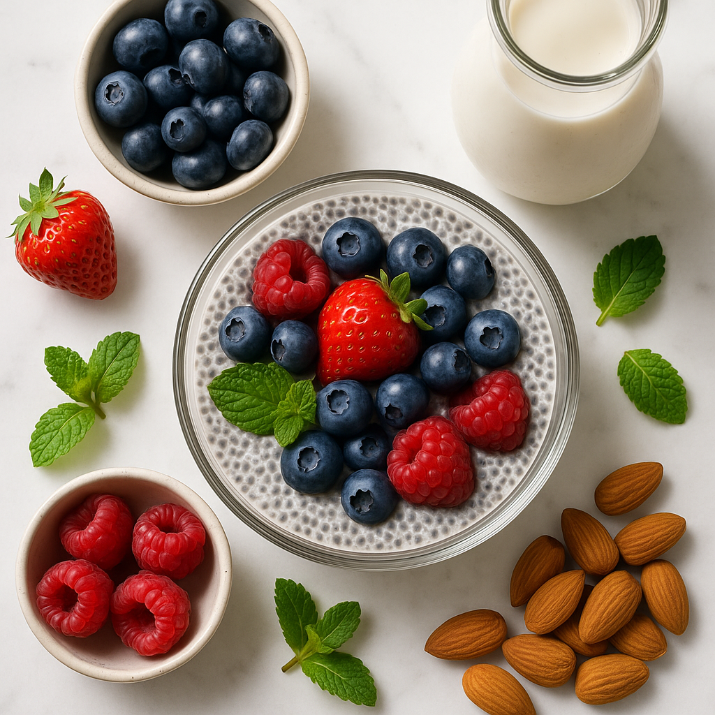 Dairy Free Chia Pudding with Almond Milk and Berries