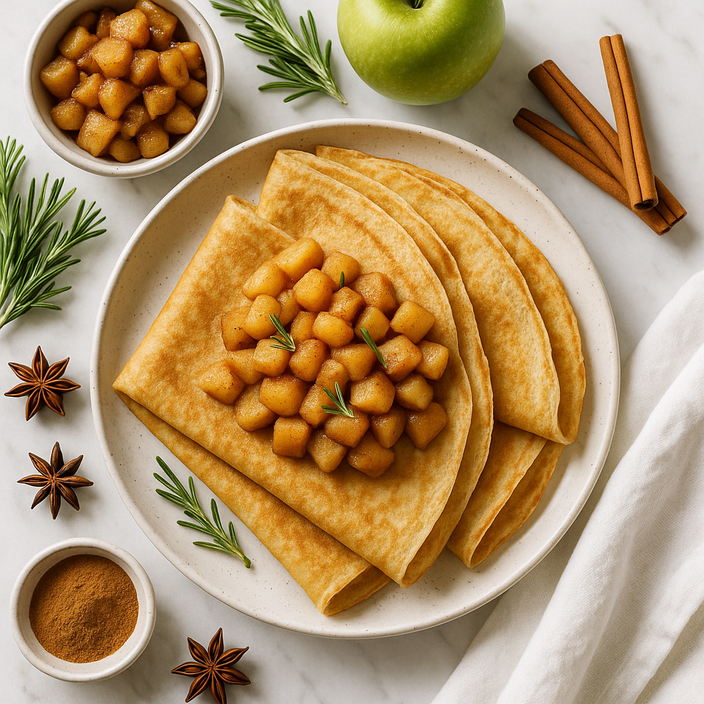 Dairy Free Christmas Crepes with Cinnamon Apple Filling