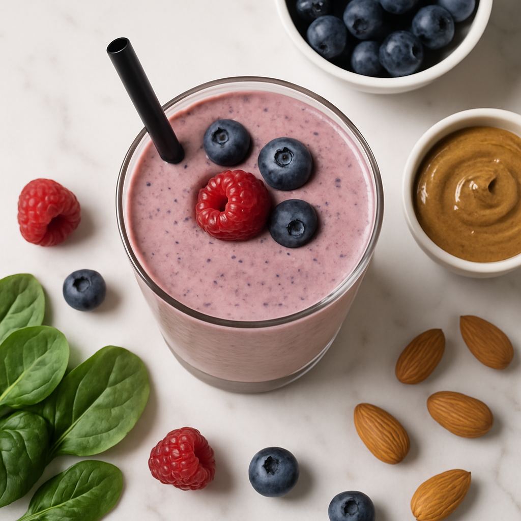 Dairy Free Keto Smoothie with Almond Butter and Berries