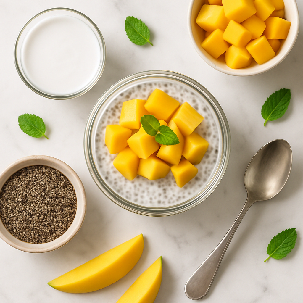 Dairy Free Overnight Coconut Milk Chia Pudding with Mango