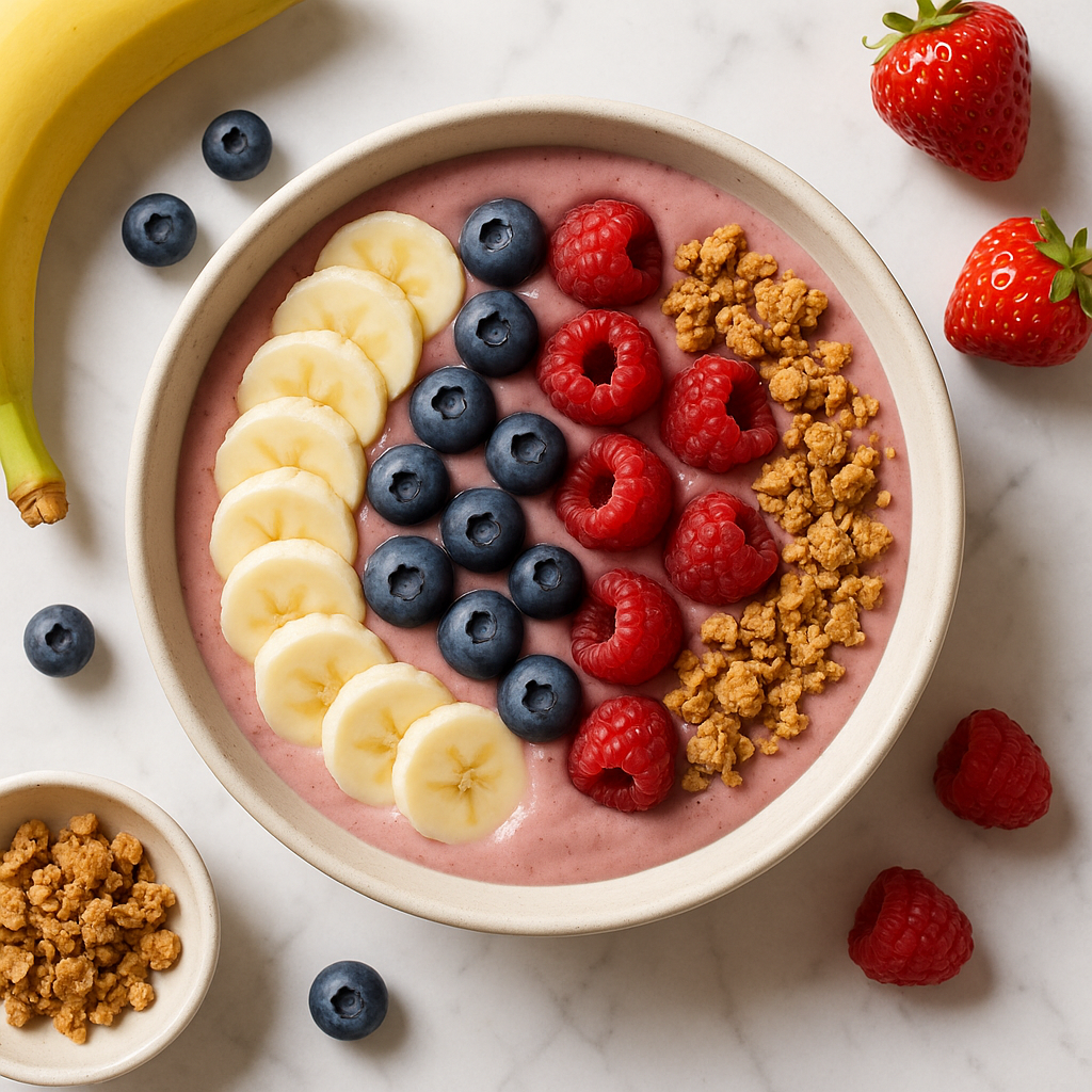 Dairy Free Smoothie Bowl with Banana and Berries for Kids