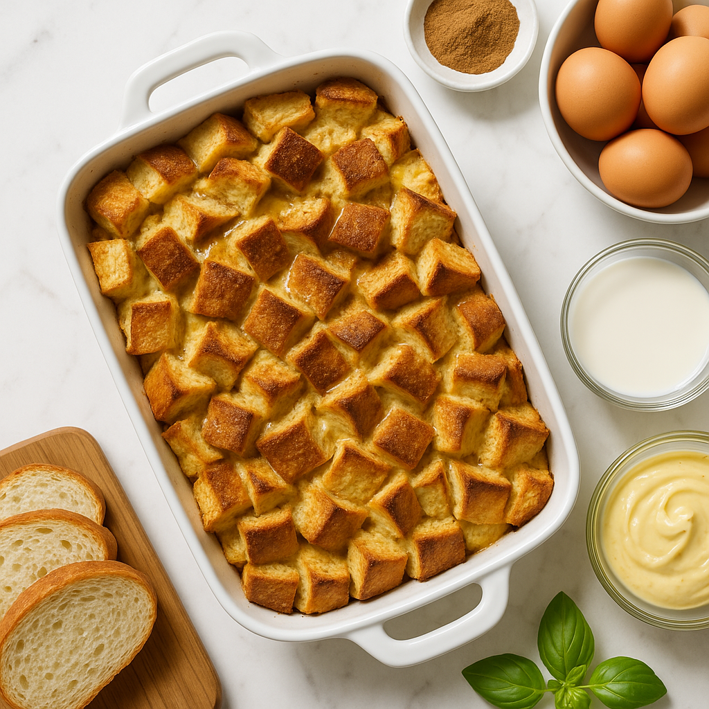 Easy French Toast Casserole for Dinner with Cinnamon and High-Protein Custard