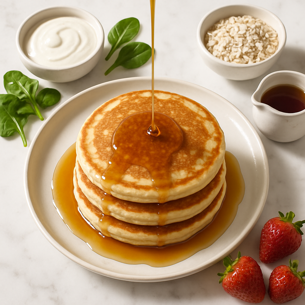 Fluffy Buttermilk Pancakes for Dinner with Maple Syrup (High-Protein, Wholesome Stack)