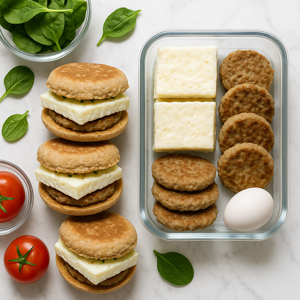 Freezer Friendly Breakfast Sandwich Meal Prep with Turkey Sausage and Egg Whites