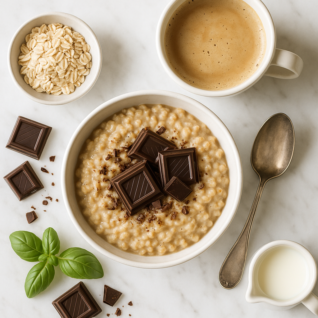 French Café au Lait Oatmeal with Dark Chocolate
