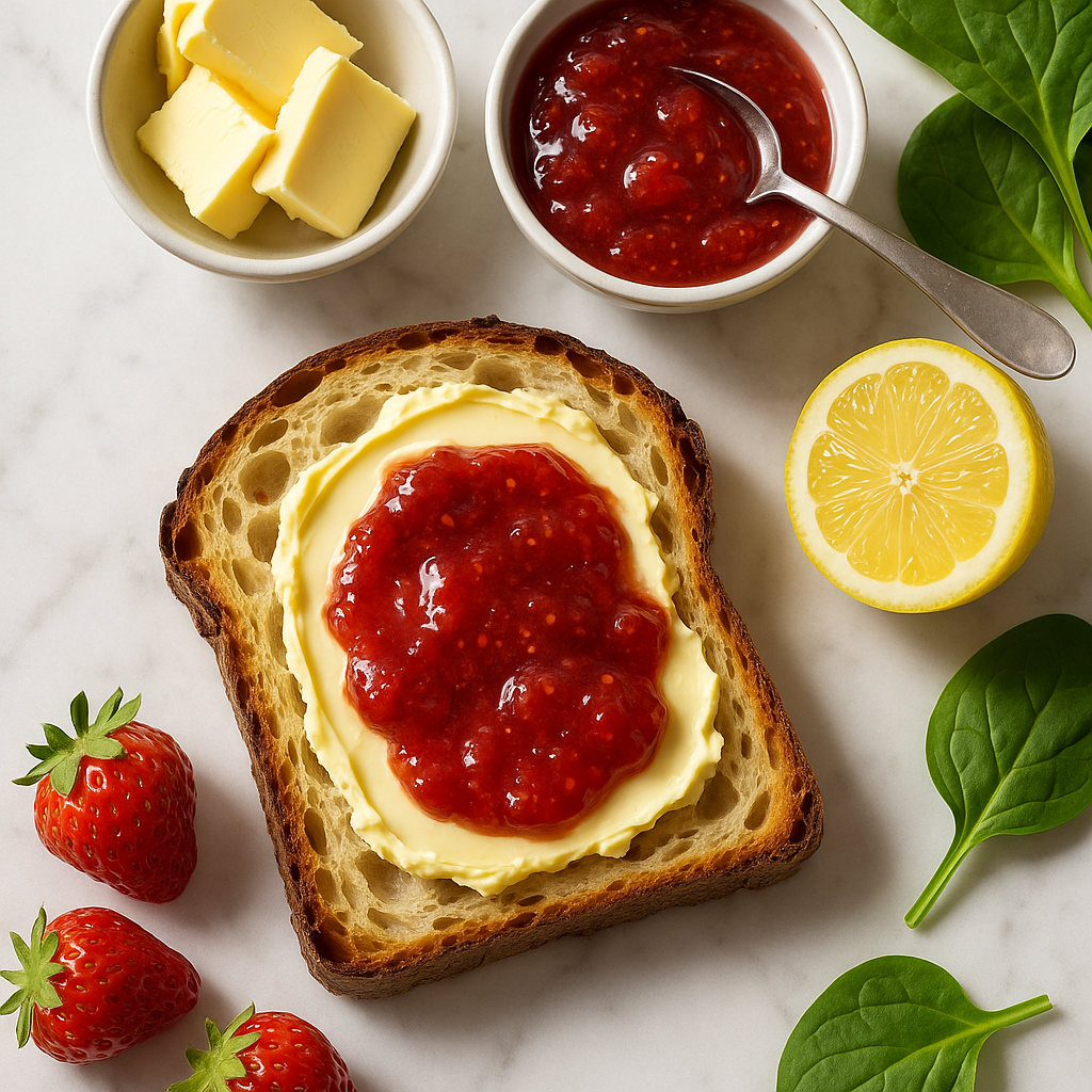French Tartine with Butter and Jam on Sourdough (High-Protein Healthy Version)