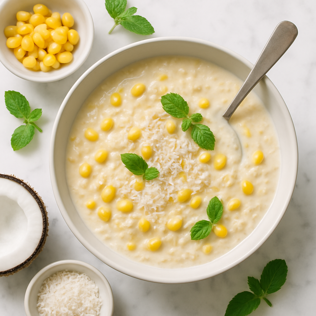 Ginataang Mais Coconut Rice Porridge Sweet Breakfast Bowl