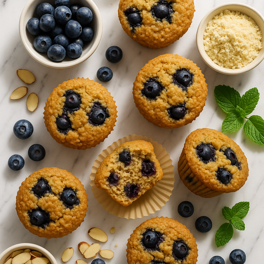Gluten Free Almond Flour Breakfast Muffins with Blueberries
